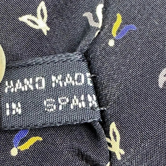 Vintage Chloe Pure Silk Logo Abstract Mens Necktie Black Handmade Spain 58”-3” - Picture 8 of 11